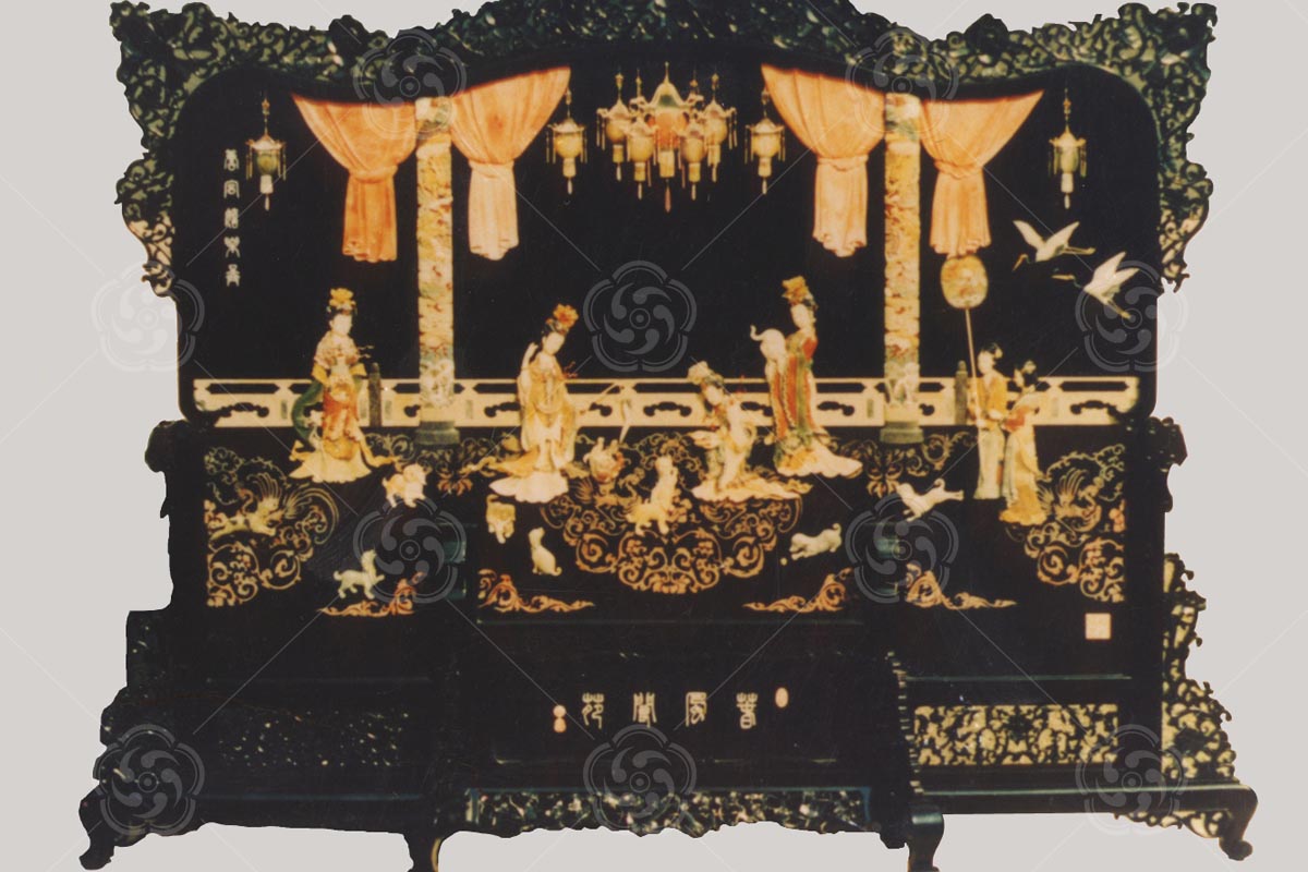 骨石鑲嵌《唐宮戲樂圖》地屏