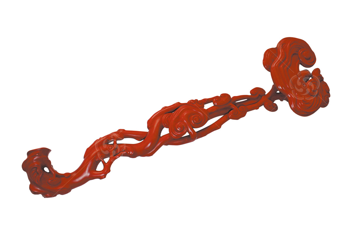 紅雕漆鏤空如意